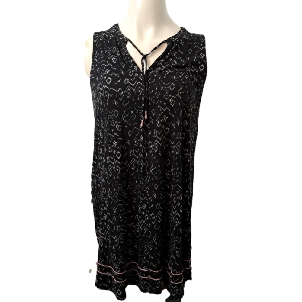 ANNE Klein Black & White Trapeze High/Low Sleeveless Dress Women's Size 1X
